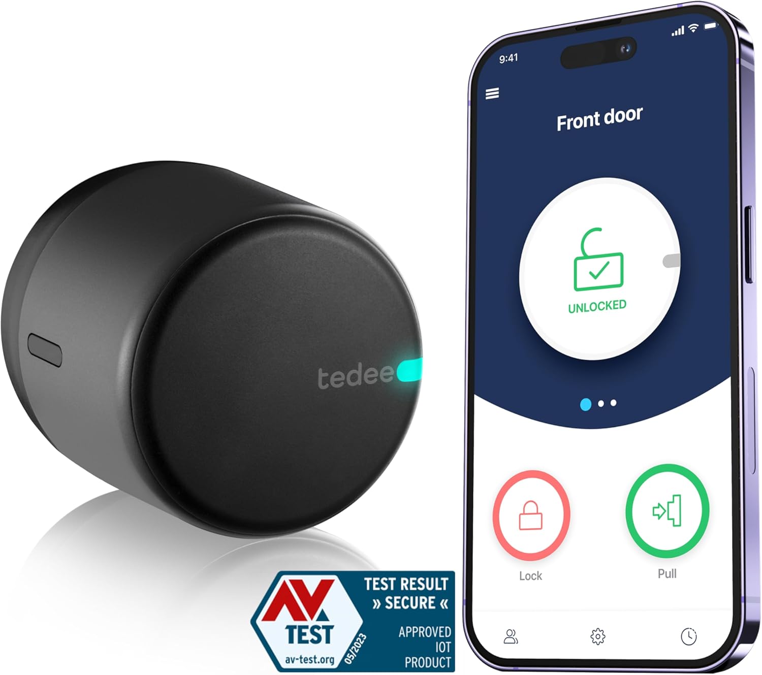 tedee Go Cerradura Inteligente Retrofit para La Puerta, Cerradura Digital con Bloqueo Automtico y App, Seguridad Smart lock Acceso sin Llave con Certificado AV-TEST, Cerradura Electronica, Negro