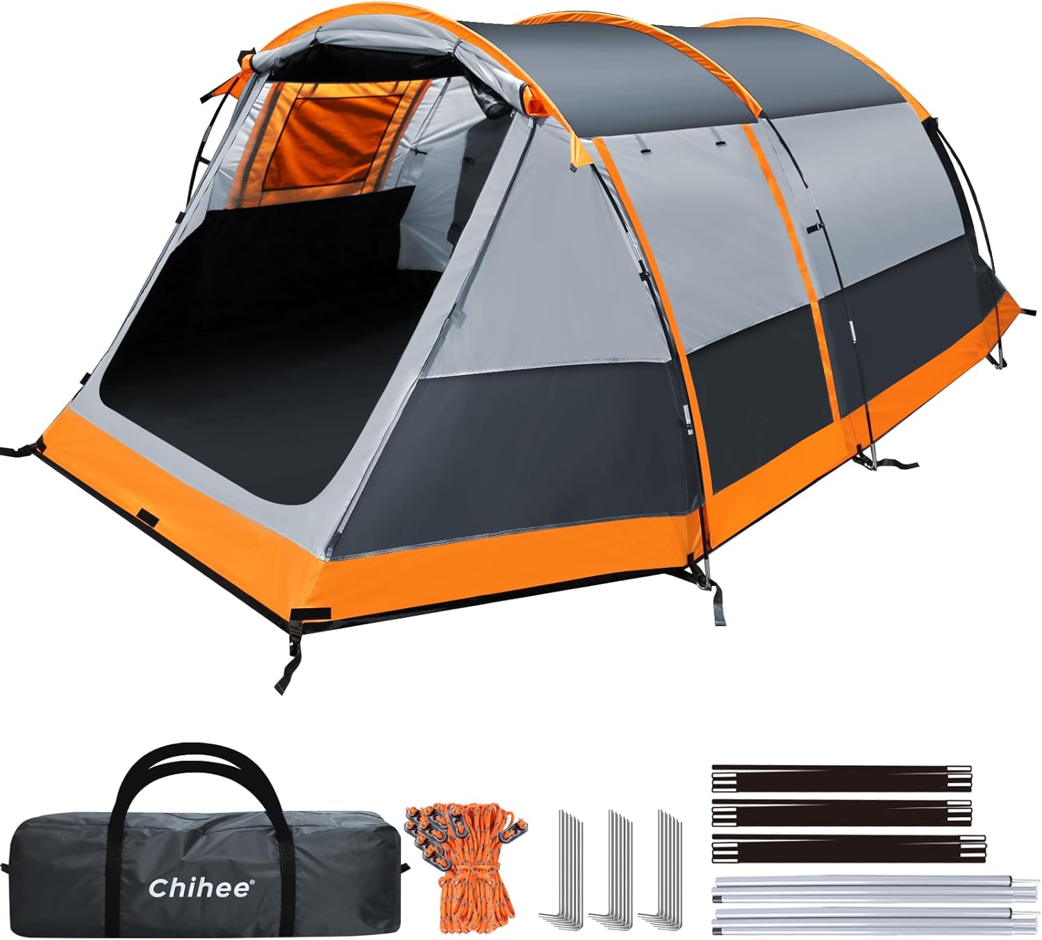 Chihee Tiendas de Camping Tienda Tnel Tienda Familiar 4 Personas con 2 Puertas Tienda de campaa Resistente a la Intemperie Tienda 4 Estaciones Doble Suelo Impermeable Porche con mosquitera Bolsa