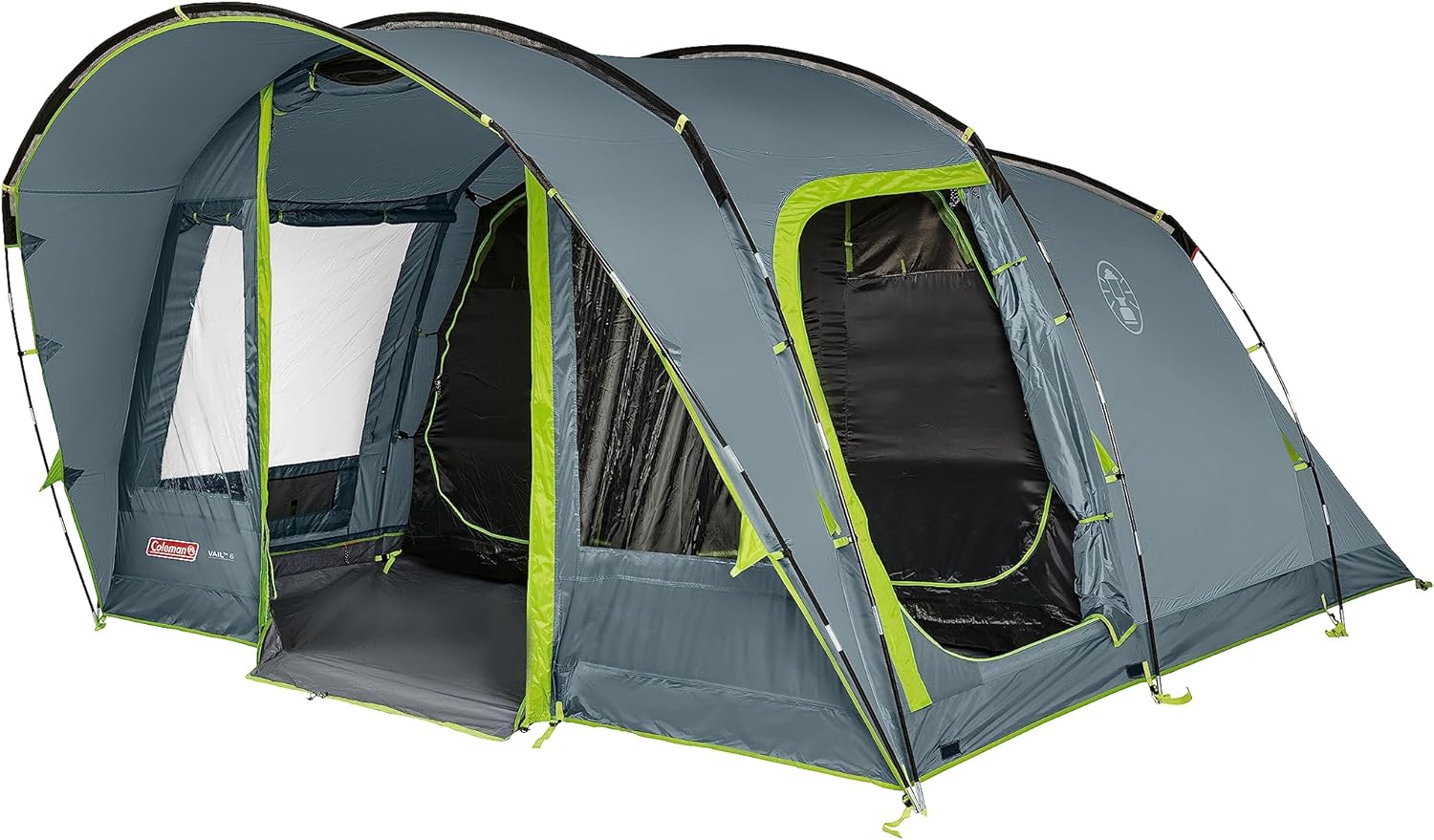 Coleman Tienda de campaa Vail 4/6, Tienda Familiar para 4/6 Personas, Tienda de campaa Grande con 2/3 Compartimentos Extra Grandes para Dormir y vestbulo, rpido de Instalar, Impermeable HH 4.000