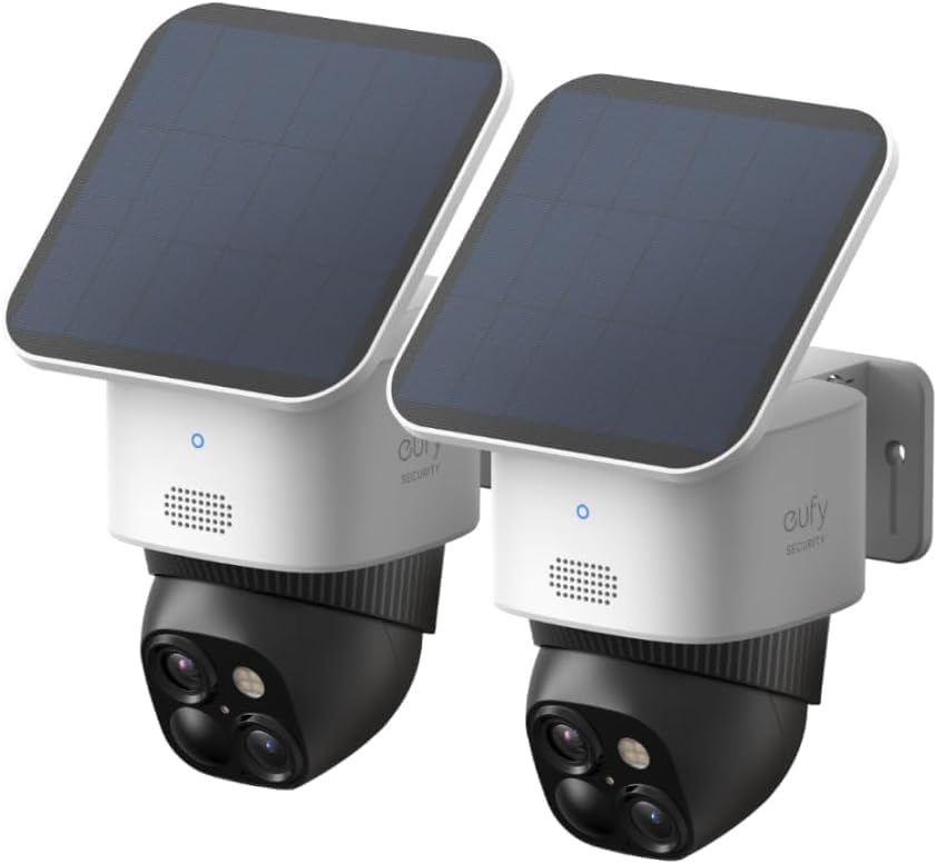 eufy Security SoloCam S340 3K Camara vigilancia WiFi Exterior Solar, Camara vigilancia WiFi Exterior, vigilancia de 360, Wi-Fi 2,4 GHz, sin cuotas mensuales, Compatible con HomeBase 3, 2 Pack