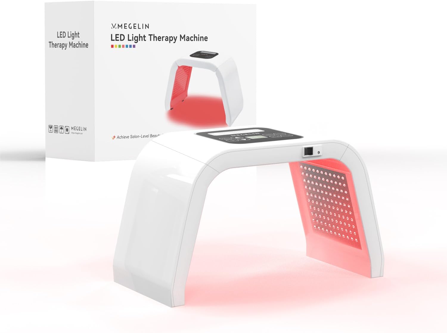 MEGELIN LED Light Therapy Device with 8 Colors, U-Shaped Infrared Red Light Lamp for Face, Light Therapy, LED Face Mask, Back and Body, for Muscle Relaxation and