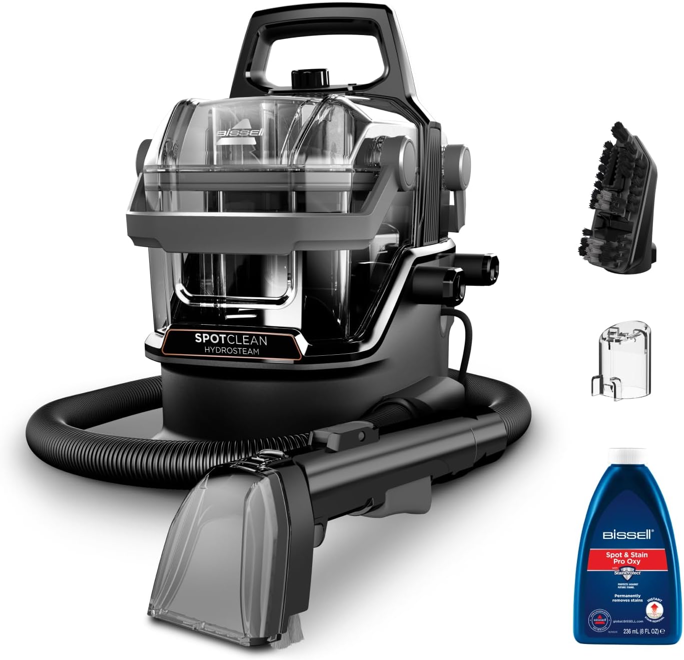 BISSELL SpotClean HydroSteam, Aspiradora de Agua Tapicera, Lava Aspiradora con Tecnologa HydroSteam, Modo de Vaporeta, Limpiador para Alfombras, Tapicera, Sof & Auto, Motor Potente de 1000W, 3689N