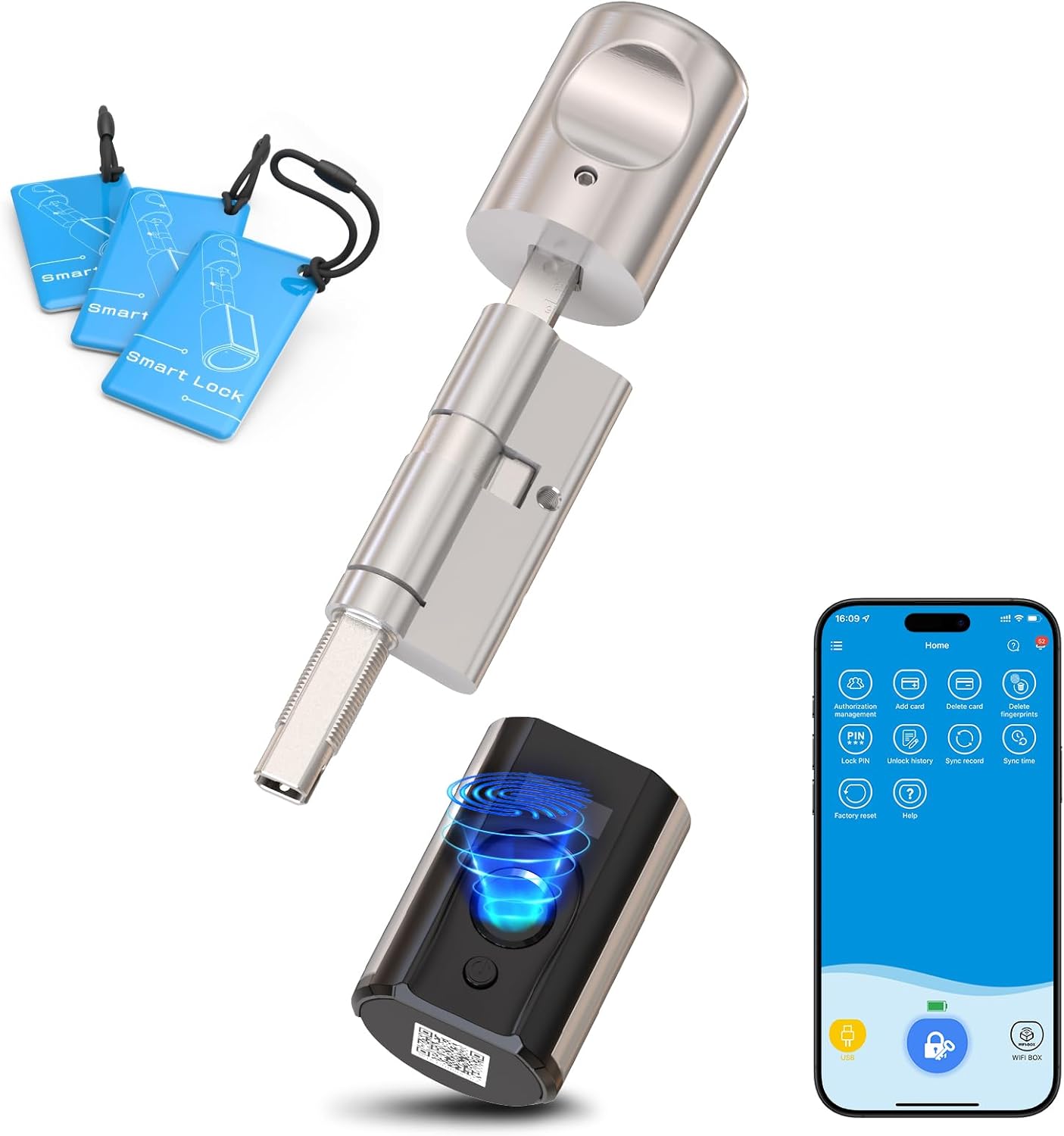 WELOCK Touch63 Fingerprint Lock,Electronic Lock with WiFi,RFID Card,Bluetooth APP,Smart Lock,Smart Lock IP65