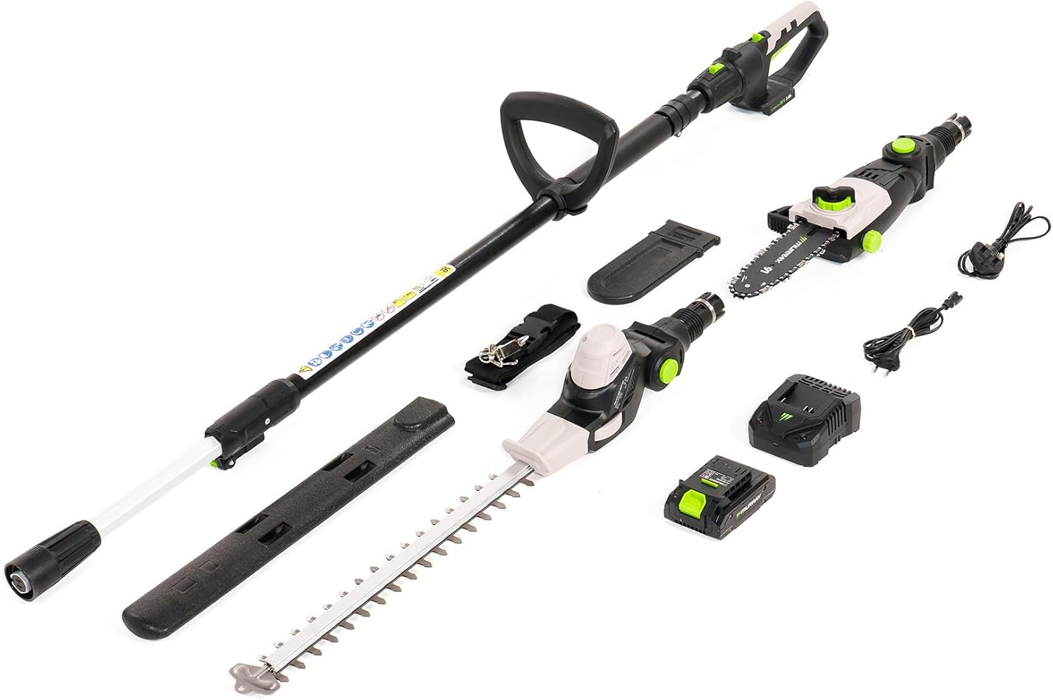 Murray Cortasetos & Motosierra Telescpica 2-en-1 con Batera MU-Bat-MM-CSHT-Kit  20V, 3Ah, Hoja de Corte 40 cm, Gua de Sierra 20 cm, Sistema SDS, Inclinable, Alcance 330 cm