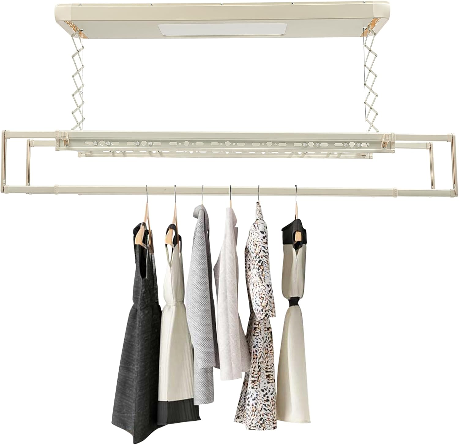 Loohacp Tendedero elctrico con luz, secadora con mando a distancia, soporte de secado elctrico, con mando a distancia, para balcones de casa, bao (blanco)