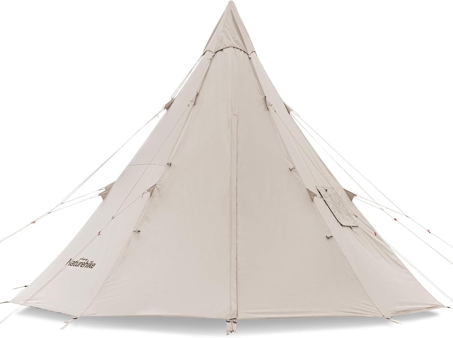 Naturehike Profound 9.6 Pyramid Teepee Cotton Camping Tent with Windproof Jack Stove 5-8 Person Roof Tent Easy Assembly for Family Outdoor Camping