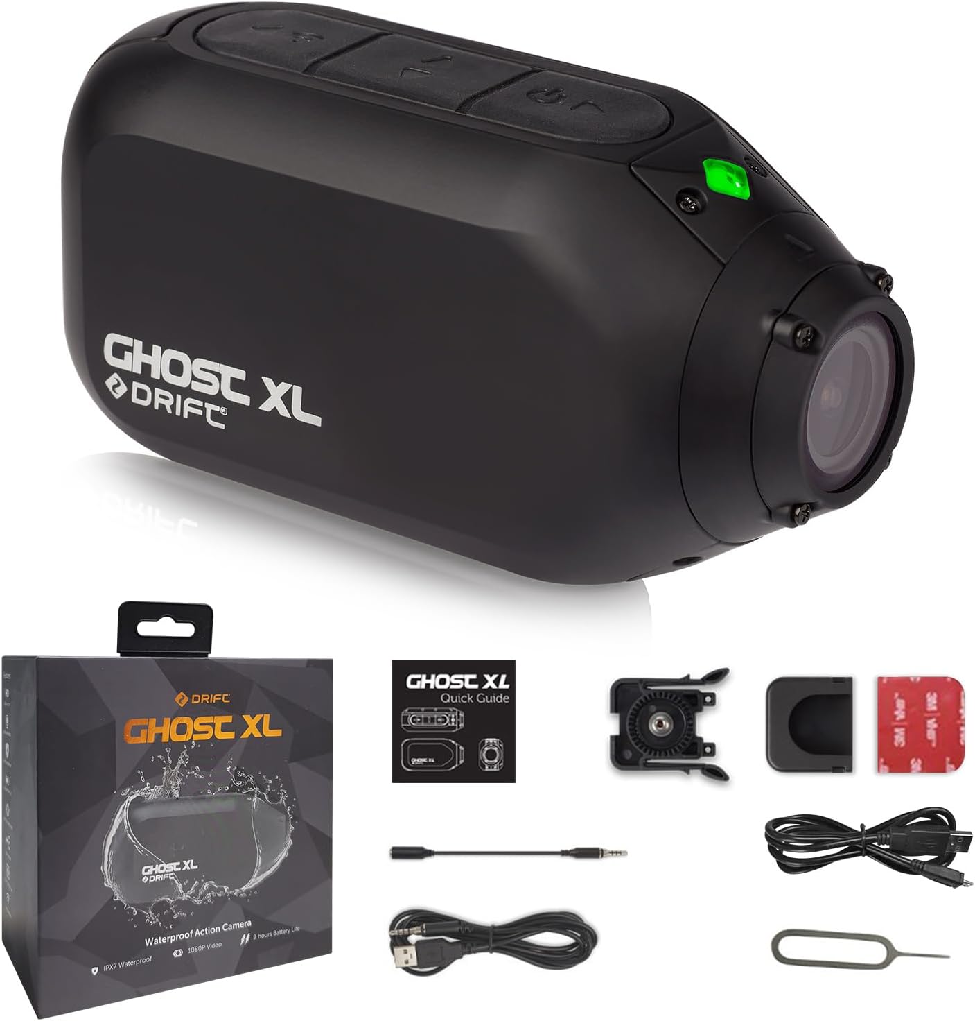 DRIFT Ghost XL - Cmara de accin deportiva 1080P Sport WiFi IPX7, impermeable, porttil, transmisin en vivo, Vlog, casco de motocicleta y bicicleta