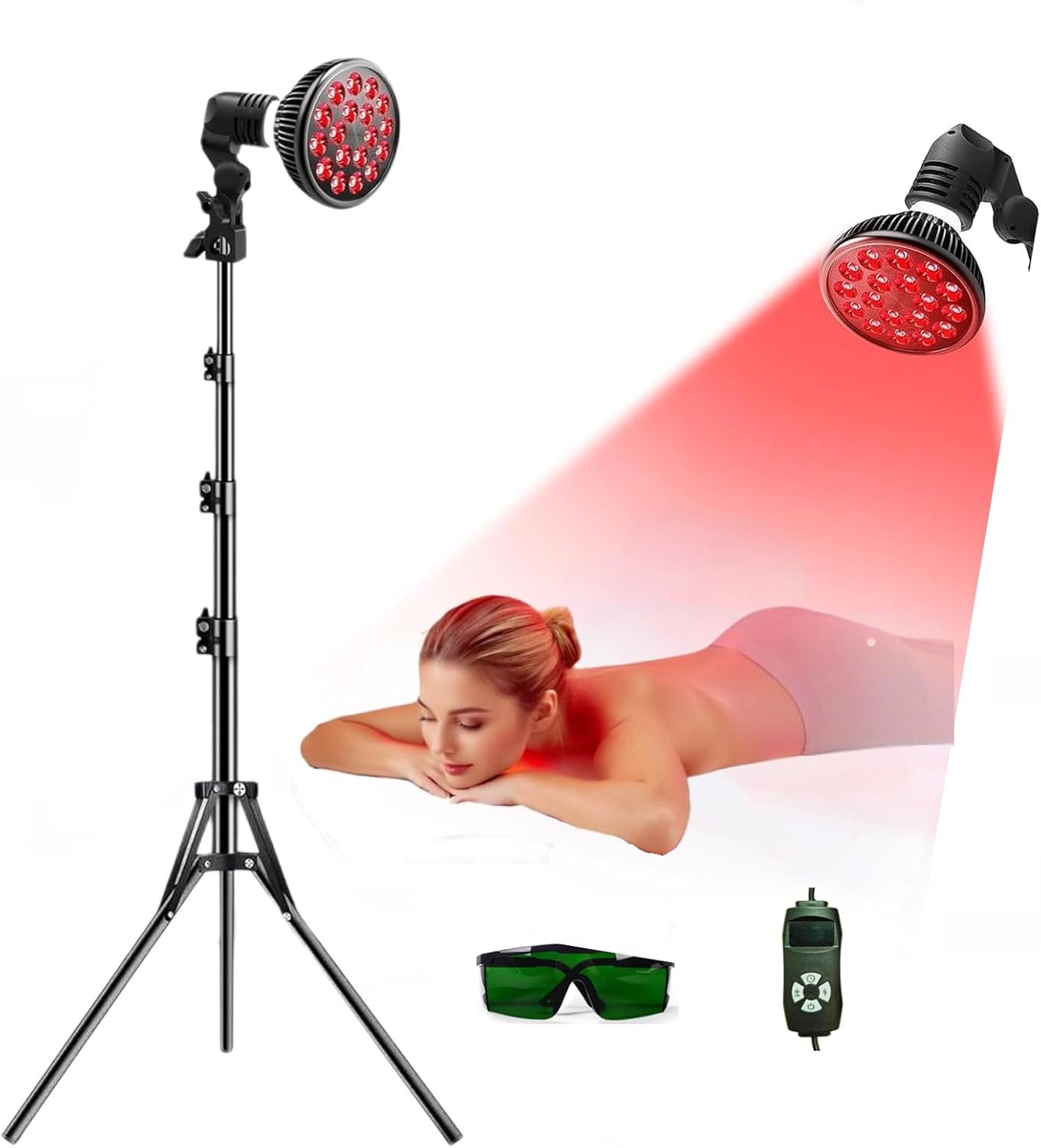 Red Light Therapy Lamp with Near Infrared Light 660nm 850nm E27 Heating Lamp for Face Back Neck Body Waist Pain Relief with Desk Stand