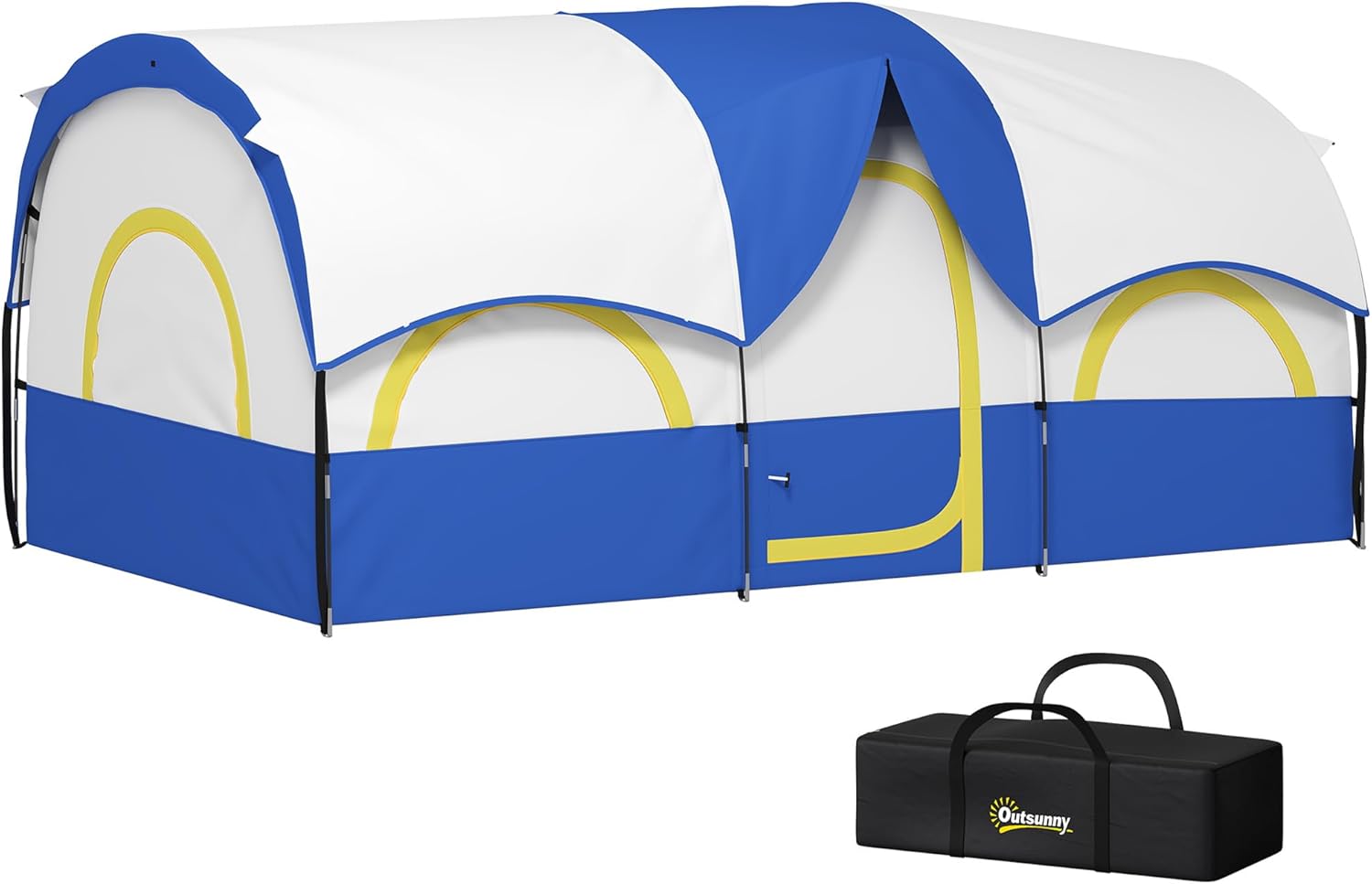 Outsunny Tienda de Campaa Familiar Tipo Tnel para de 4-6 Personas Impermeable 3000 mm Tienda de Camping Plegable con 2 Dormitorios Bolsa para Senderismo 435x251x195 cm