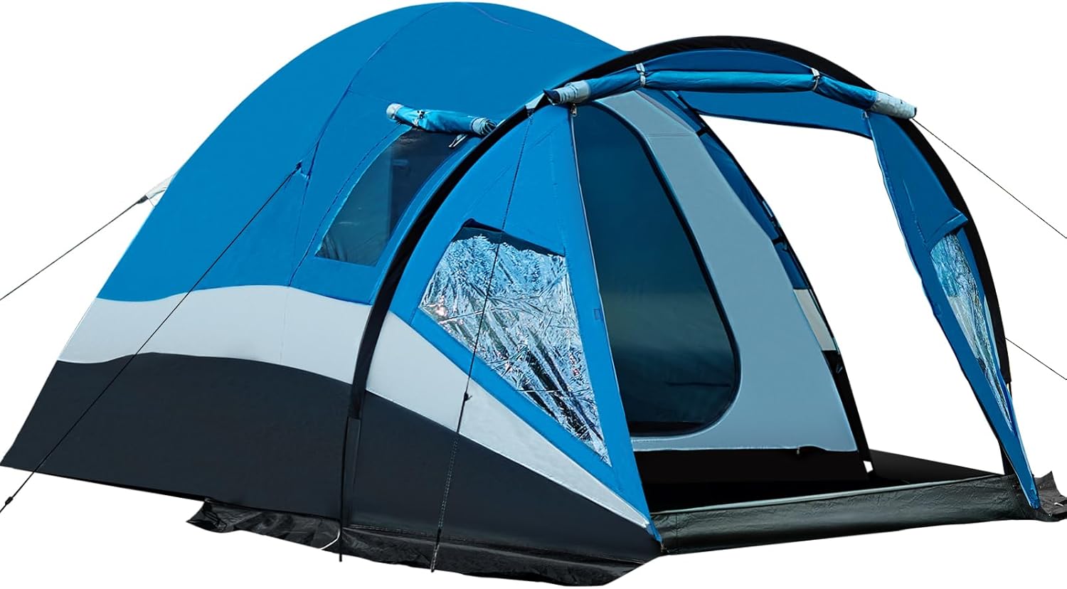 Portal 3-4 Seasons Large 3000mm Waterproof Camping Tent with Side Door Side Window Screen Door for Trekking Outdoor Festival Family Iron