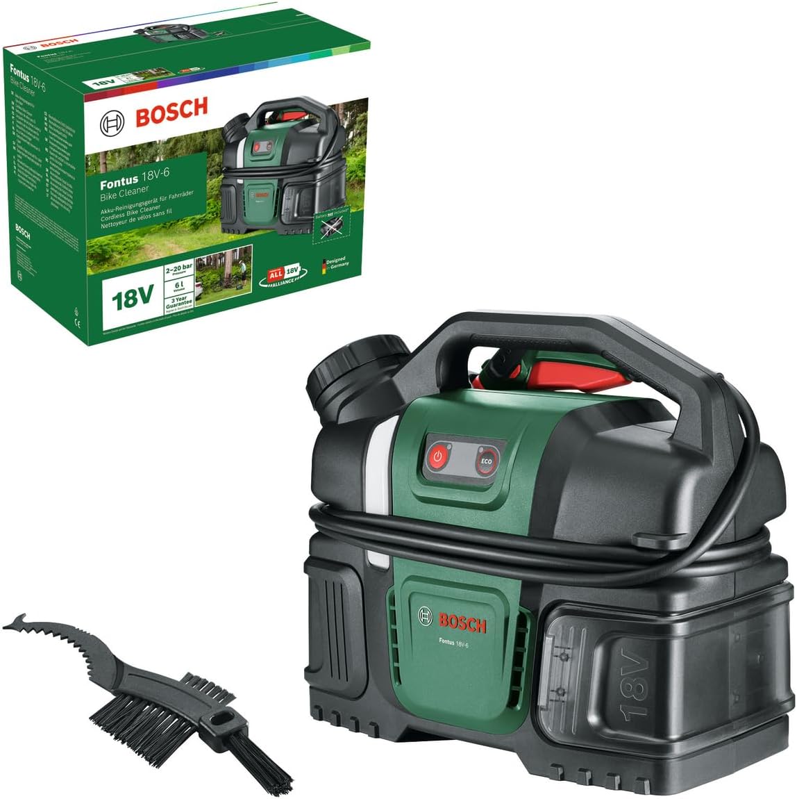Bosch Fontus 18V-6 Mobile Pressure Washer with 6 L Water Tank, 8 Pressure Levels, Hose and Gun Storage, No Battery