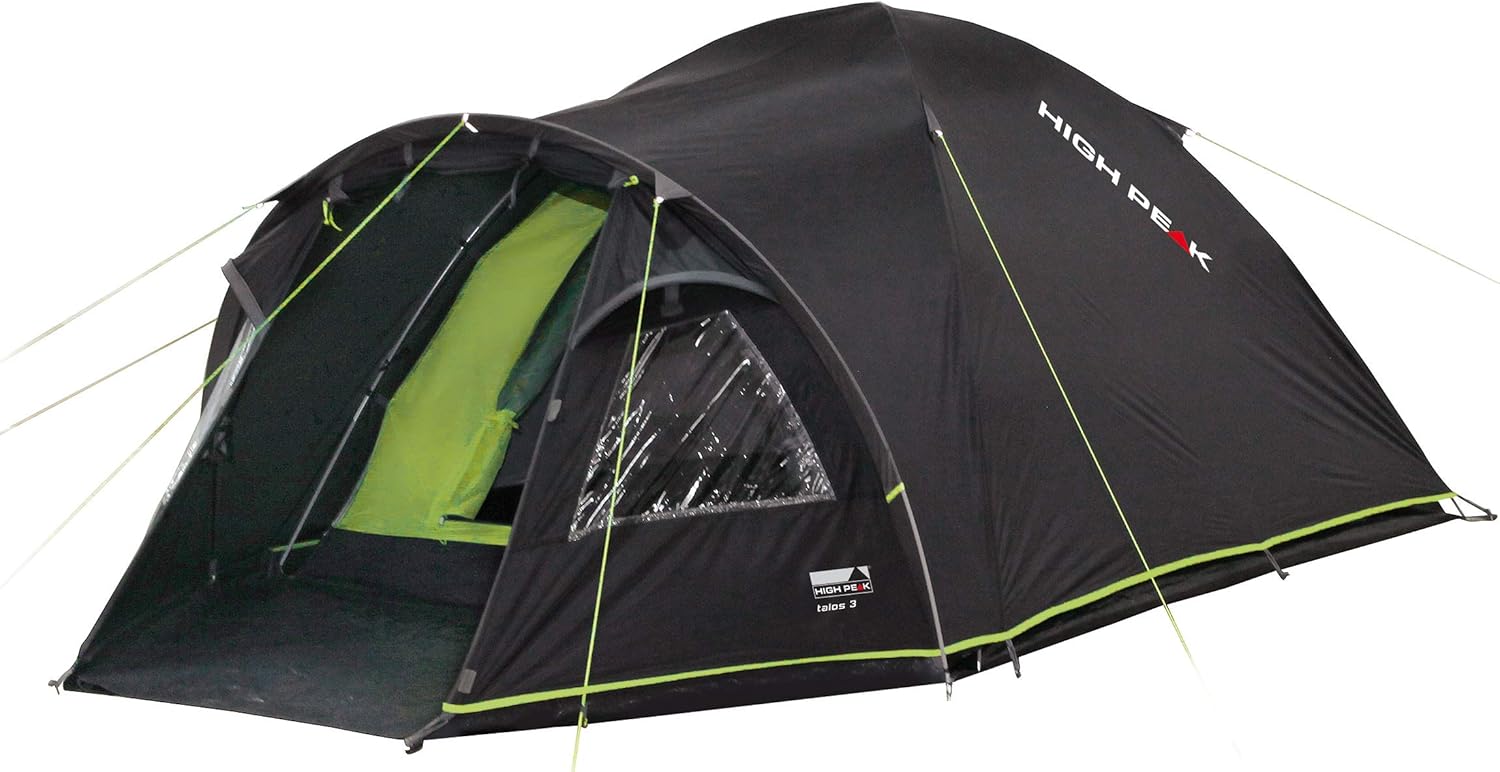 High Peak Talos 3 Tent, Unisex, Pink (Anthracite) / Green, 330 x 190 x 120/104 cm