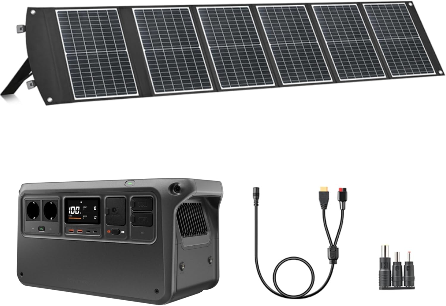DJI Power 1000 V2 Portable Power Station 1024Wh 2600W with 100W Foldable Solar Panel Electric Generator for Camping/Home/Motorhome