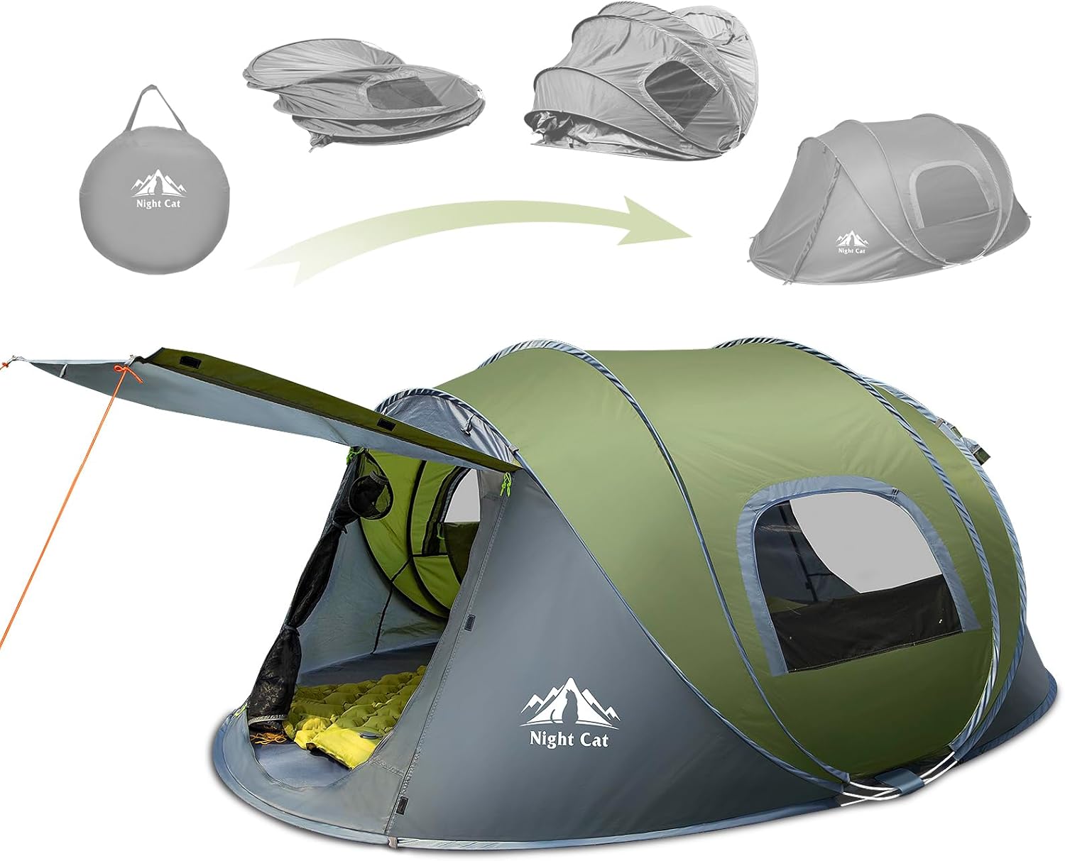 Night Cat Pop Up Tent for 2 4 Person Waterproof Instant Automatic Easy Installation Dome Hunting Tent