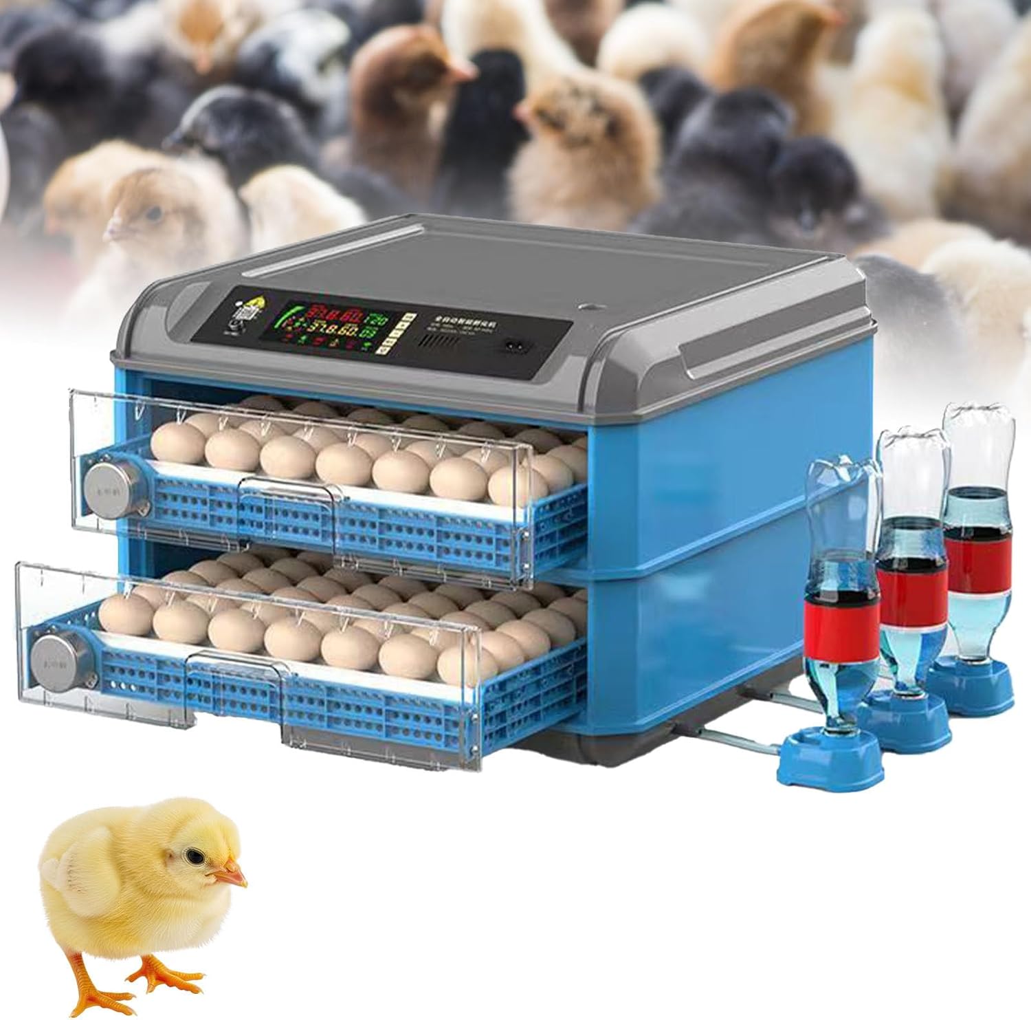 UPLTOE Incubadora Automtica para 24/48/120/256/300 Huevos con Control Digital De Temperatura Y Humedad Y Volteador Automtico,para Huevos De Gallina,Pato Y Codorniz 120