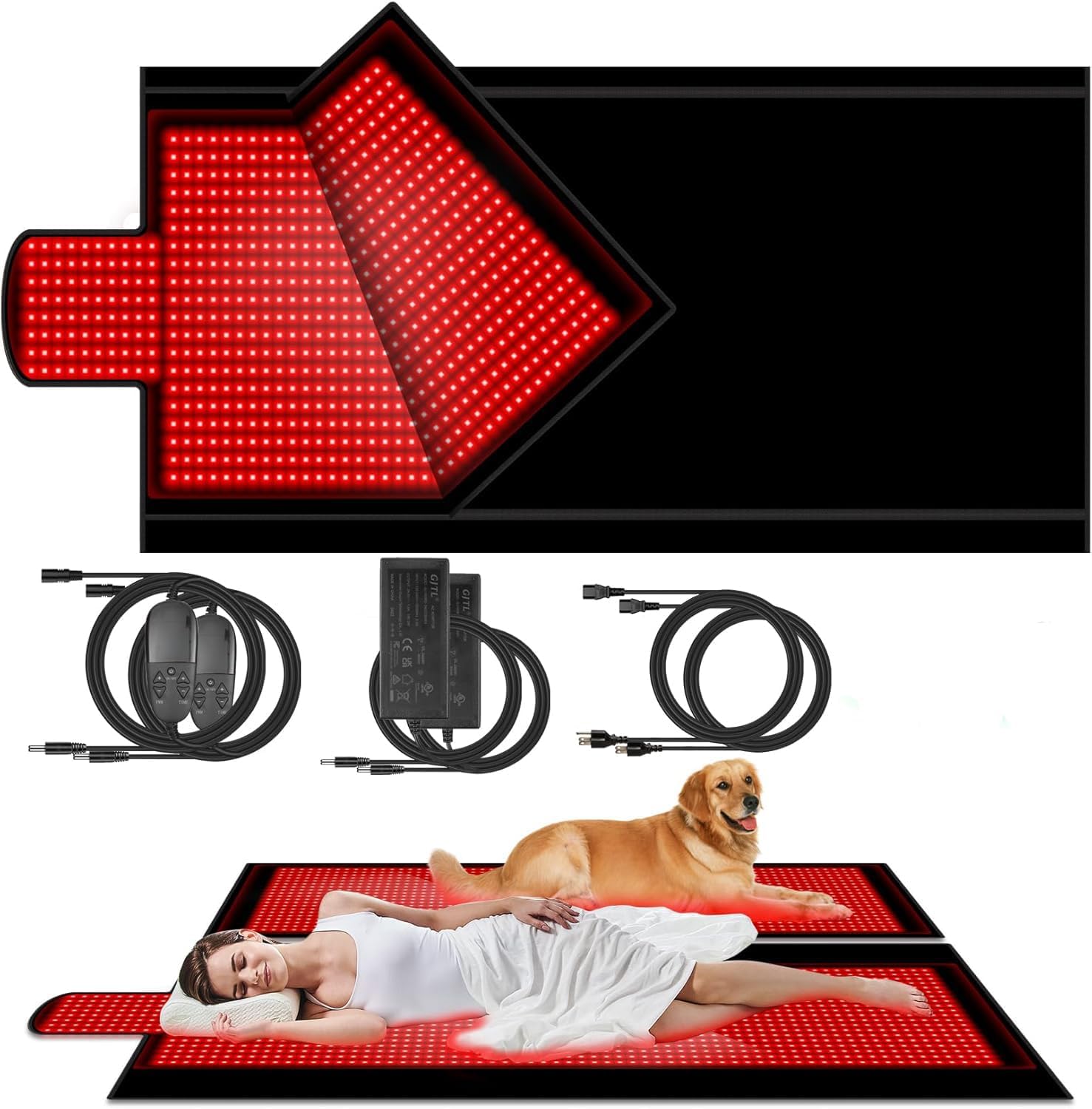 660NM Full Body LED Red Light Therapy Sleeping Bag, 850NM Near Infrared Light Pad, Extra Large Blanket, Pain Relief Therapy Devices.