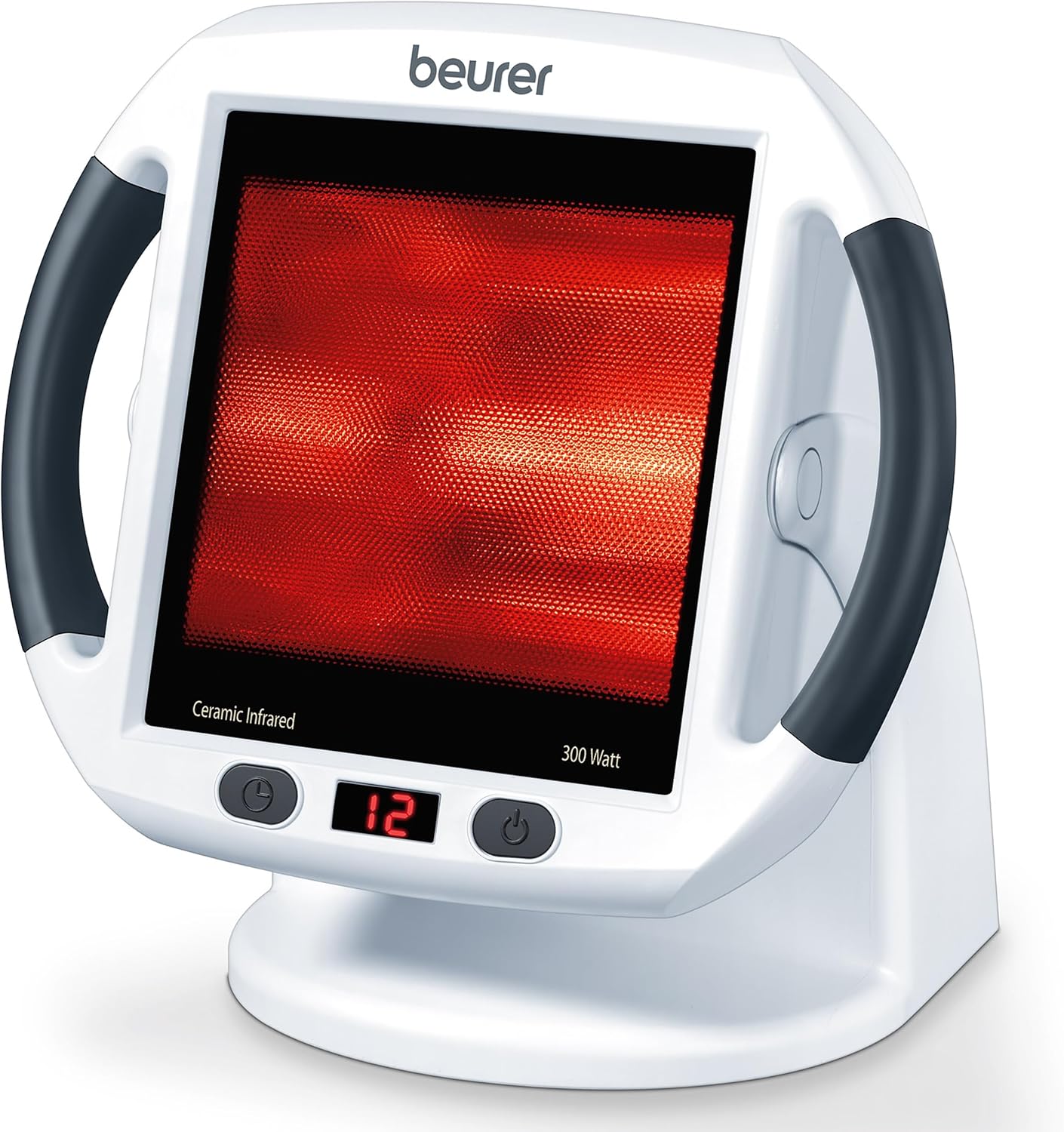 Beurer IL 50 Compact Infrared Lamp 300W Ceramic Glass Adjustable Tilt Fan Relief for Muscle Pain Neck Pain White Glass 30 x 40 cm